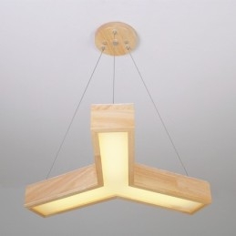 Moderne driehoekige hanglamp van hout