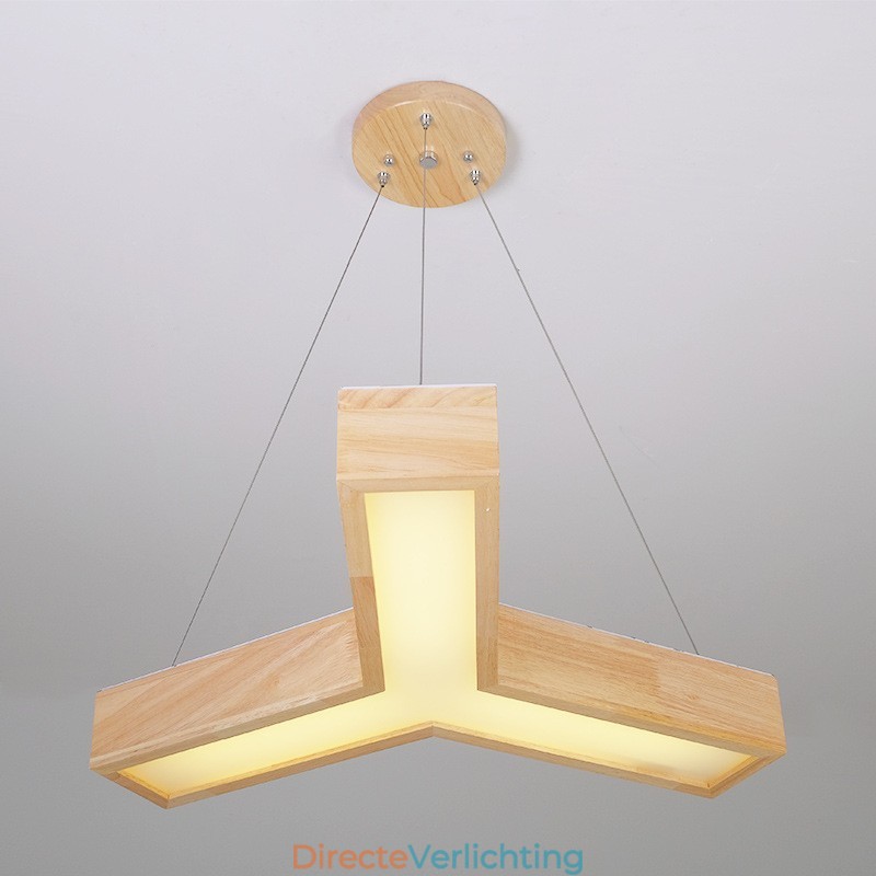 Moderne driehoekige hanglamp van hout