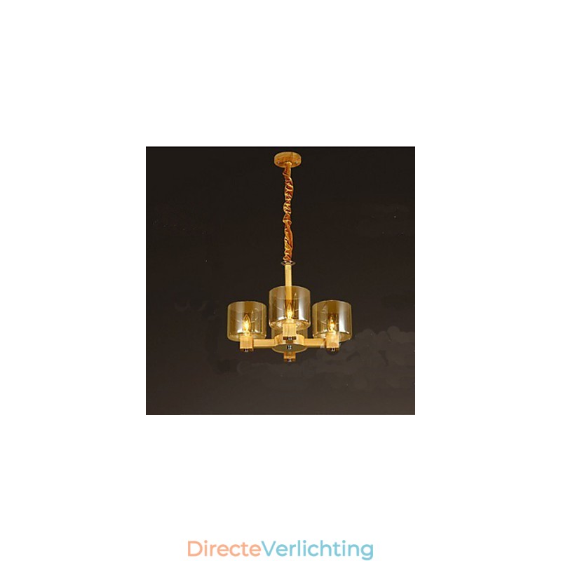 Mode Hanglamp Tafel Houten Glazen Kap