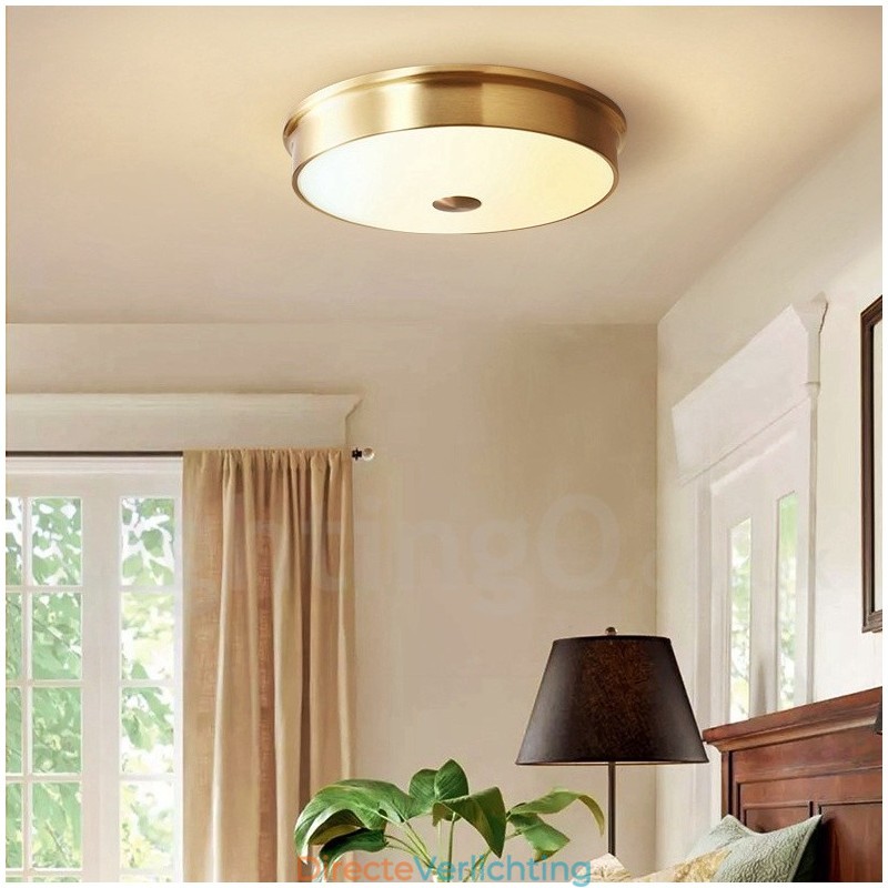 Retro Vintage Plafondlamp met Glazen Kap