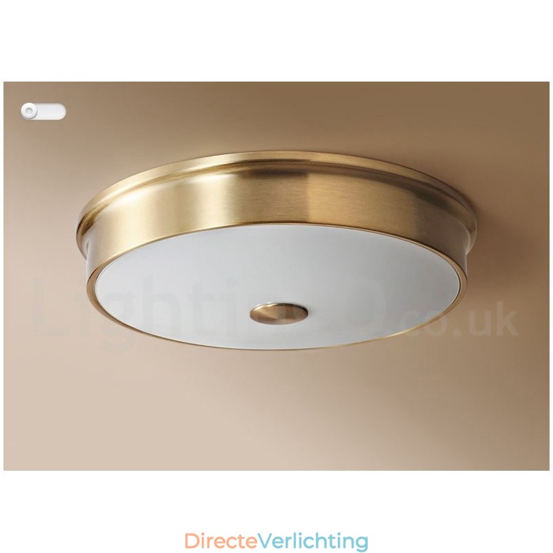 Retro Vintage Plafondlamp met Glazen Kap