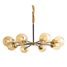 Luxe rustieke retro vintage kroonluchter van puur messing met glazen kappen