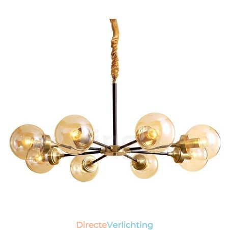 Luxe rustieke retro vintage kroonluchter van puur messing met glazen kappen Luxe rustieke retro vintage kroonluchter van puur messing met glazen kappen