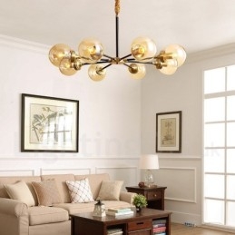 Luxe rustieke retro vintage kroonluchter van puur messing met glazen kappen