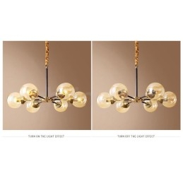 Luxe rustieke retro vintage kroonluchter van puur messing met glazen kappen
