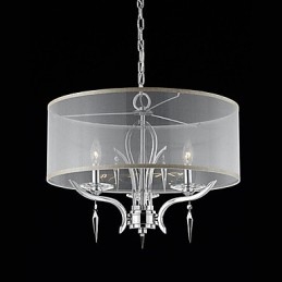 Kristallen moderne hanglamp met 3 lampen en semi-transparante kap