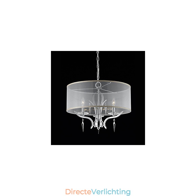 Kristallen moderne hanglamp met 3 lampen en semi-transparante kap