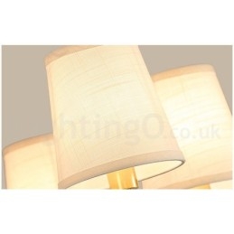 Grote luxe rustieke retro vintage kroonluchter van puur messing met stoffen kappen