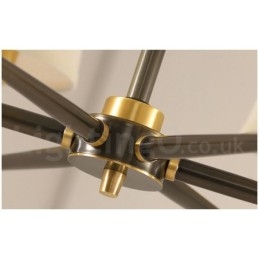 Grote luxe rustieke retro vintage kroonluchter van puur messing met stoffen kappen
