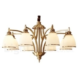 Grote luxe rustieke retro vintage kroonluchter van puur messing met glazen kappen
