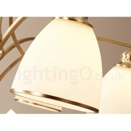 Grote luxe rustieke retro vintage kroonluchter van puur messing met glazen kappen