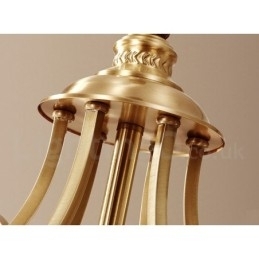 Grote luxe rustieke retro vintage kroonluchter van puur messing met glazen kappen