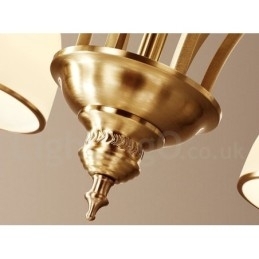 Grote luxe rustieke retro vintage kroonluchter van puur messing met glazen kappen