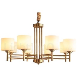 Grote luxe rustieke retro vintage kroonluchter van puur messing met glazen kappen