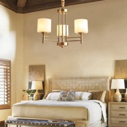 Grote luxe rustieke retro vintage kroonluchter van puur messing met glazen kappen