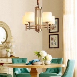 Grote luxe rustieke retro vintage kroonluchter van puur messing met glazen kappen