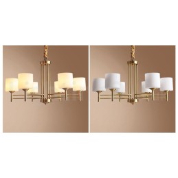 Grote luxe rustieke retro vintage kroonluchter van puur messing met glazen kappen