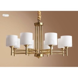 Grote luxe rustieke retro vintage kroonluchter van puur messing met glazen kappen