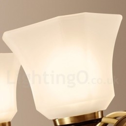 Grote luxe rustieke retro vintage kroonluchter van puur messing met glazen kappen