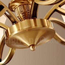 Grote luxe rustieke retro vintage kroonluchter van puur messing met glazen kappen