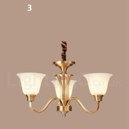 Grote luxe rustieke retro vintage kroonluchter van massief messing met glazen kappen van puur messing