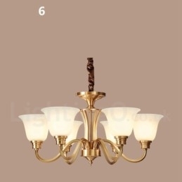 Grote luxe rustieke retro vintage kroonluchter van massief messing met glazen kappen van puur messing