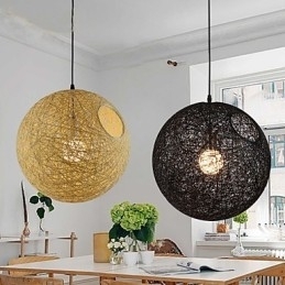 Landelijk Eenvoudige Moderne lamp Pastorale Rotan Lamp Hennep Bol Kroonluchter