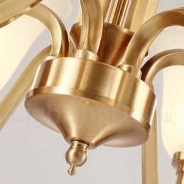 Grote luxe rustieke retro vintage kroonluchter van massief messing met glazen kappen van puur messing