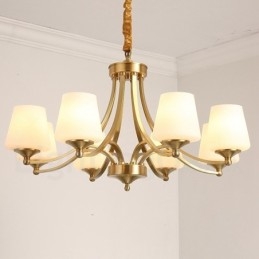Grote luxe rustieke retro vintage kroonluchter van puur messing met glazen kappen
