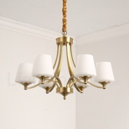 Grote luxe rustieke retro vintage kroonluchter van puur messing met glazen kappen