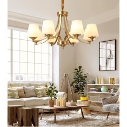 Grote luxe rustieke retro vintage kroonluchter van puur messing met glazen kappen
