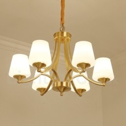 Grote luxe rustieke retro vintage kroonluchter van puur messing met glazen kappen
