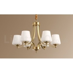 Grote luxe rustieke retro vintage kroonluchter van puur messing met glazen kappen