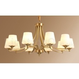 Grote luxe rustieke retro vintage kroonluchter van puur messing met glazen kappen