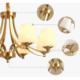 Grote luxe rustieke retro vintage kroonluchter van puur messing met glazen kappen