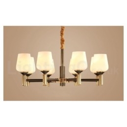 Grote luxe rustieke retro vintage kroonluchter van puur messing met glazen kappen