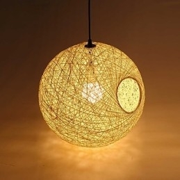 Landelijk Eenvoudige Moderne lamp Pastorale Rotan Lamp Hennep Bol Kroonluchter