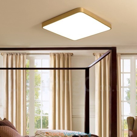 Ultradunne vierkante dimbare moderne eigentijdse Scandinavische stijl plafondlampen van messing met acryl kap, kunnen ook als wandlamp worden gebruikt Ultradunne vierkante dimbare moderne eigentijdse Scandinavische stijl plafondlampen van messing met acryl kap, kunnen ook als wandlamp worden gebruikt