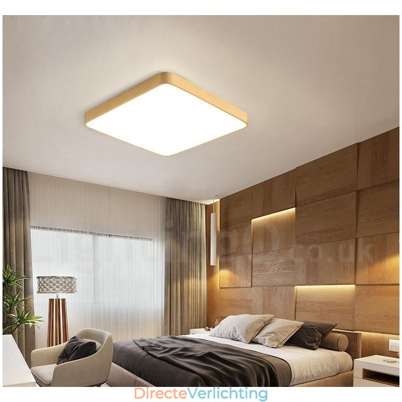 Ultradunne vierkante dimbare moderne eigentijdse Scandinavische stijl plafondlampen van messing met acryl kap, kunnen ook als wandlamp worden gebruikt