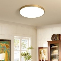 Ultradunne 100% messing ronde dimbare moderne eigentijdse Scandinavische stijl plafondlampen van messing met acryl kap. Kan ook als wandlamp worden gebruikt.