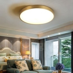 Ultradunne 100% messing ronde dimbare moderne eigentijdse Scandinavische stijl plafondlampen van messing met acryl kap. Kan ook als wandlamp worden gebruikt.