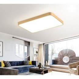 Ultradunne rechthoekige dimbare moderne eigentijdse Scandinavische stijl plafondlampen van messing met acryl kap. Kan ook als wandlamp worden gebruikt.