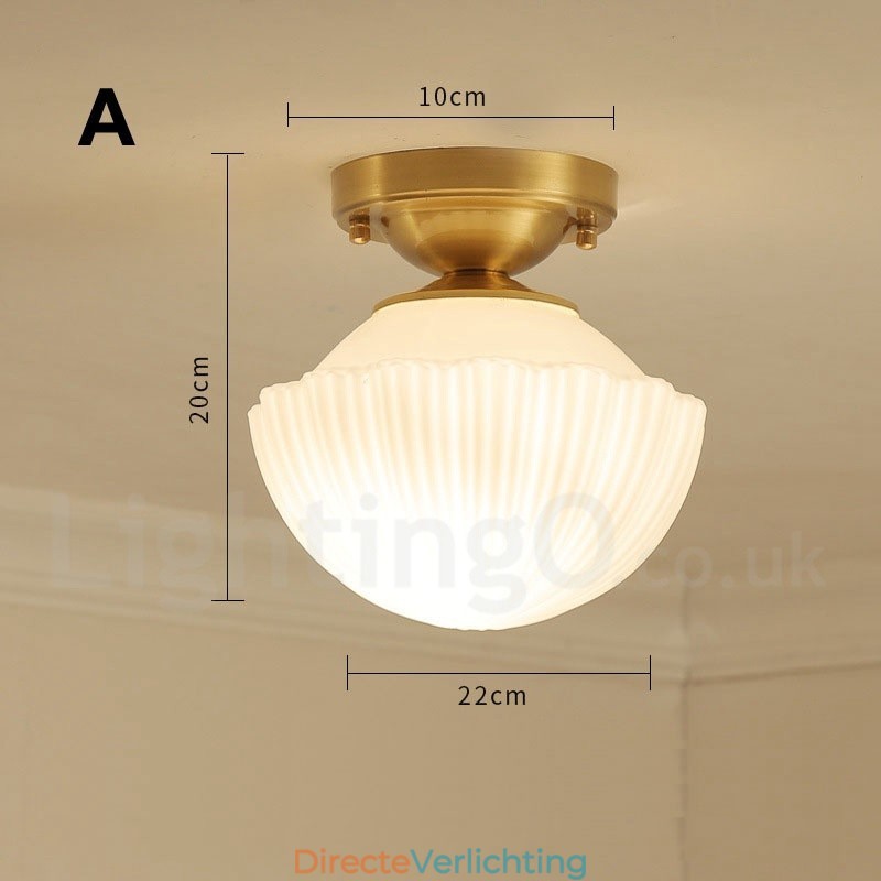 Puur messing rustieke lodge Scandinavische stijl plafondlampen met glazen kap