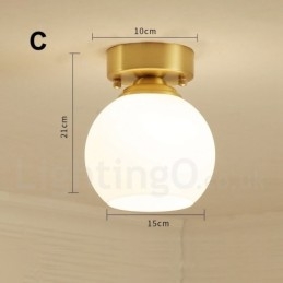 Puur messing rustieke lodge Scandinavische stijl plafondlampen met glazen kap