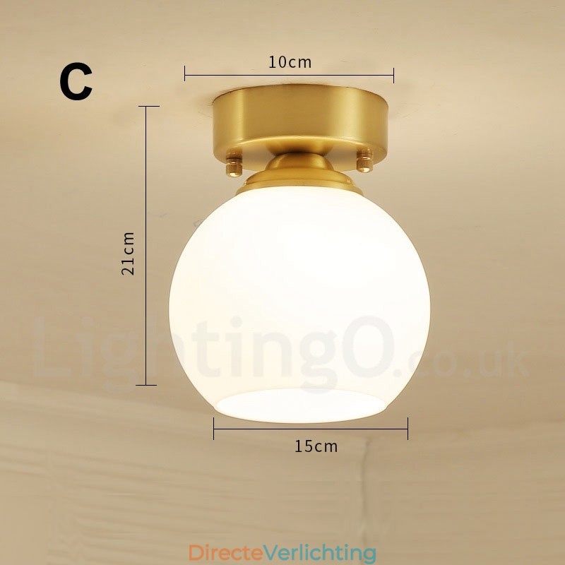 Puur messing rustieke lodge Scandinavische stijl plafondlampen met glazen kap