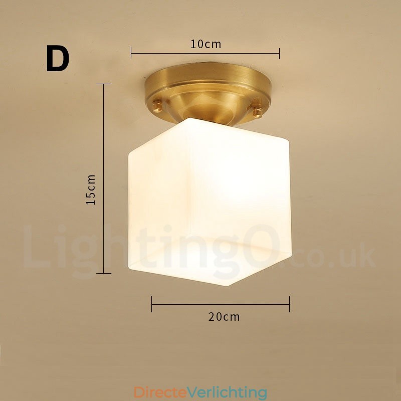 Puur messing rustieke lodge Scandinavische stijl plafondlampen met glazen kap