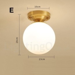 Puur messing rustieke lodge Scandinavische stijl plafondlampen met glazen kap