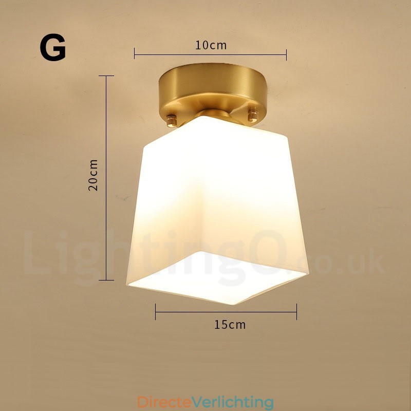 Puur messing rustieke lodge Scandinavische stijl plafondlampen met glazen kap