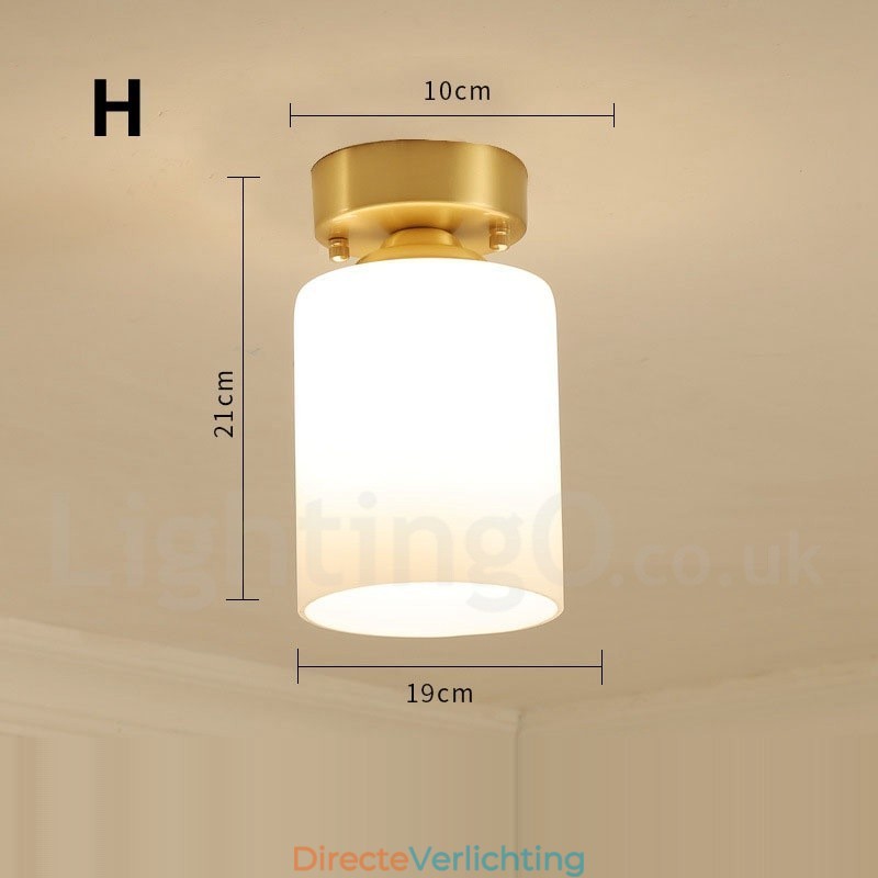 Puur messing rustieke lodge Scandinavische stijl plafondlampen met glazen kap