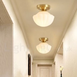 Puur messing rustieke lodge Scandinavische stijl plafondlampen met glazen kap